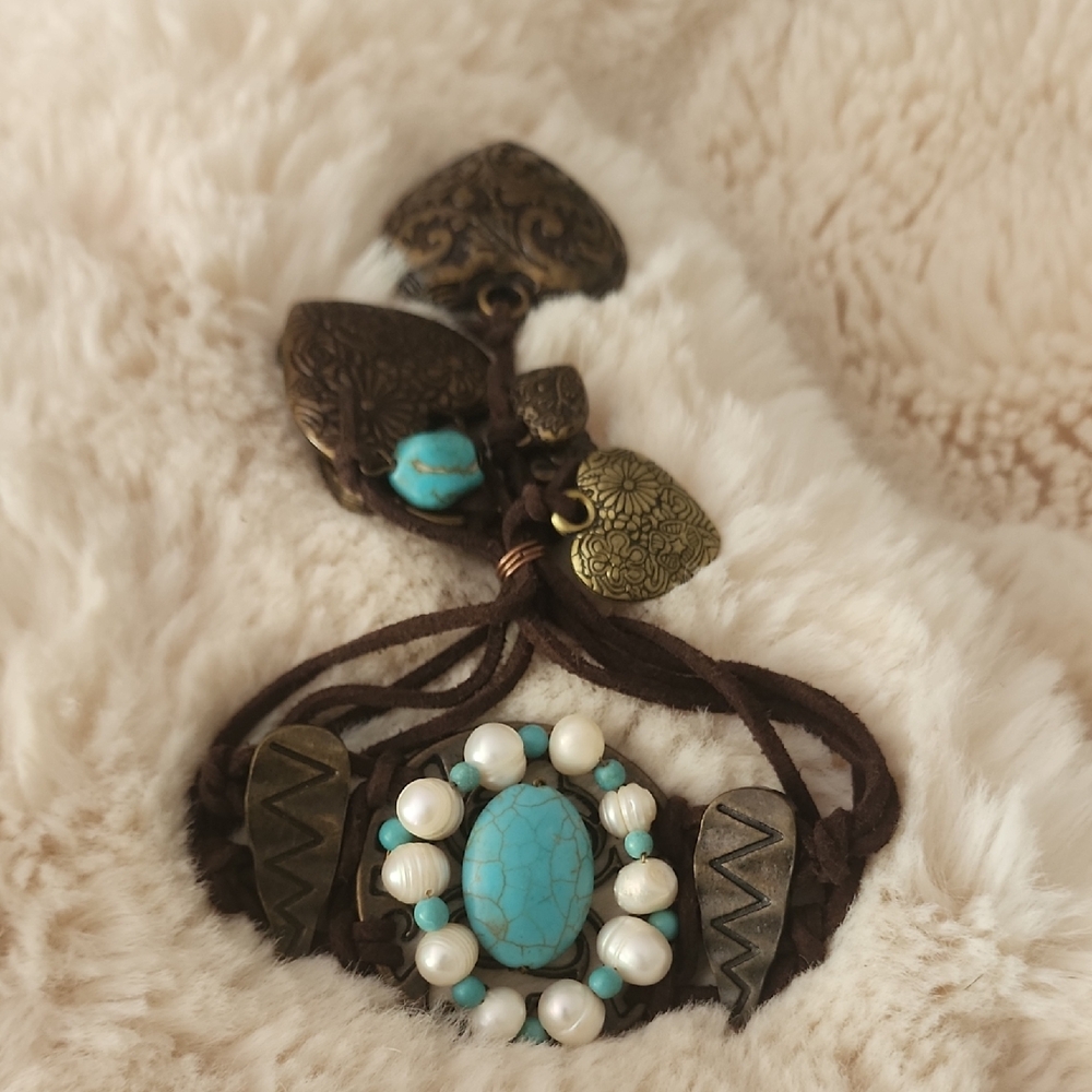Bracelet Navajo Turquoise Fresh Water Pearl